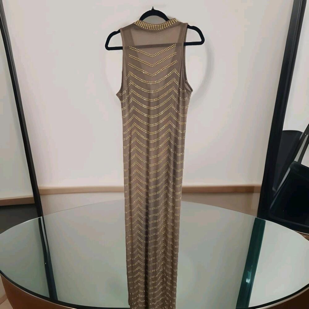 Formal Gold Gown, Gold Sequined,  S-Med Stretchy